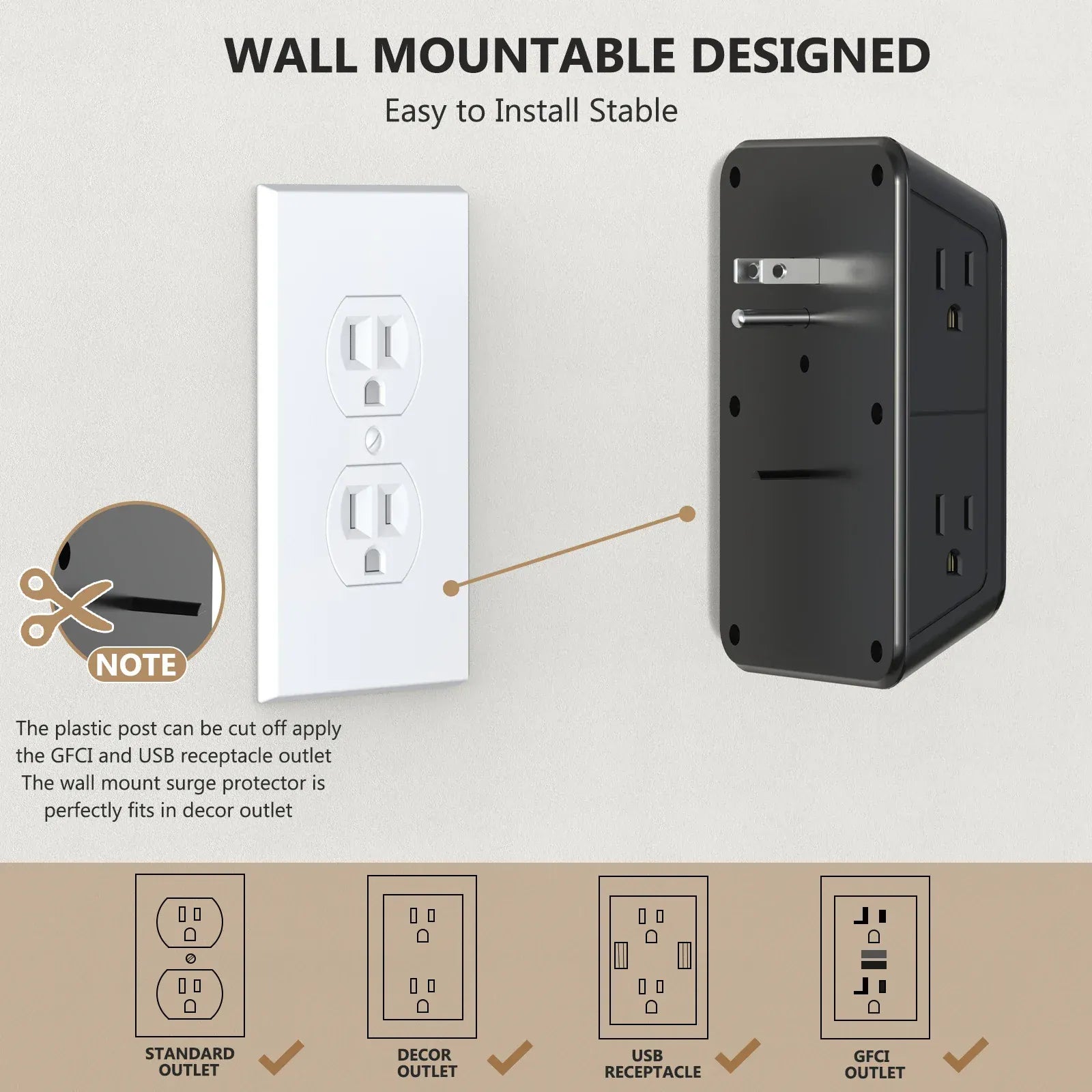 10-in-1 Power Strip US Plug with AC Outlets USB Type C Ports