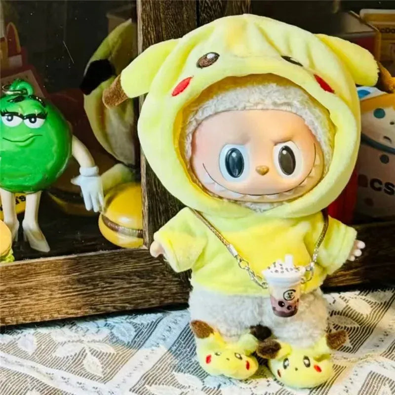 15 17cm For Labubu Doll Cartoon Cute Pikachu Plush Outfit Clothes Shoes Set
