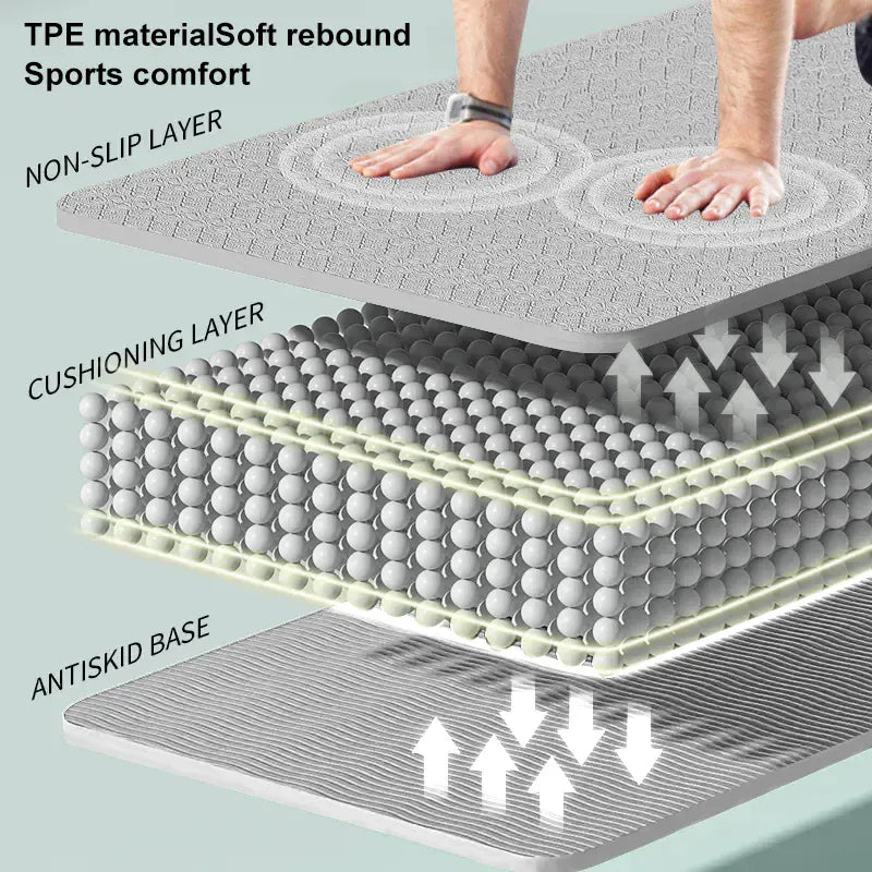 190CM Yoga Mat High Density Anti-Tear Exercise Mat Extra Long & Wide Non Slip Workout Mat with Carrying Strap for Sports Fitness