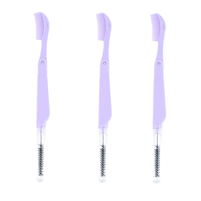3PCS Stainless Steel Dual-Ended Eyelash Comb & Eyebrow Brush