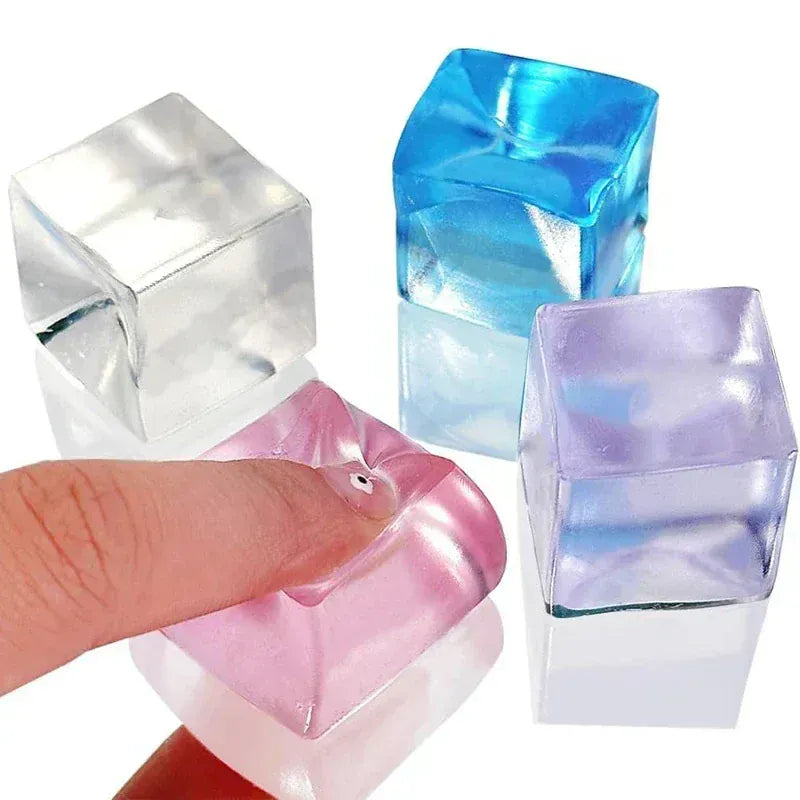 5/10Pcs Ice Cube Shaped Fidget Toy Square Stress Relief Ball Squishy Squeeze  Anxiety ADHD Stress Relief Sensory Adults Toys