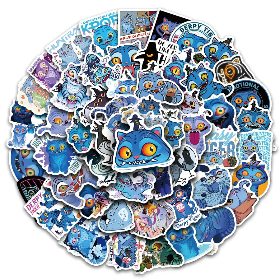 56Pcs Anime KPop Demon Hunters Stickers Demon Hunters Tiger DIY Stickers Scrapbooking Phone Luggage Skateboard Waterproof Decal*