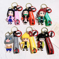 6 Pcs Demon Slayer Cartoon PVC Doll Car Keychain, Cute Anime Silicone Keychain for Backpack, Creative Couple Pendant, Gift for K