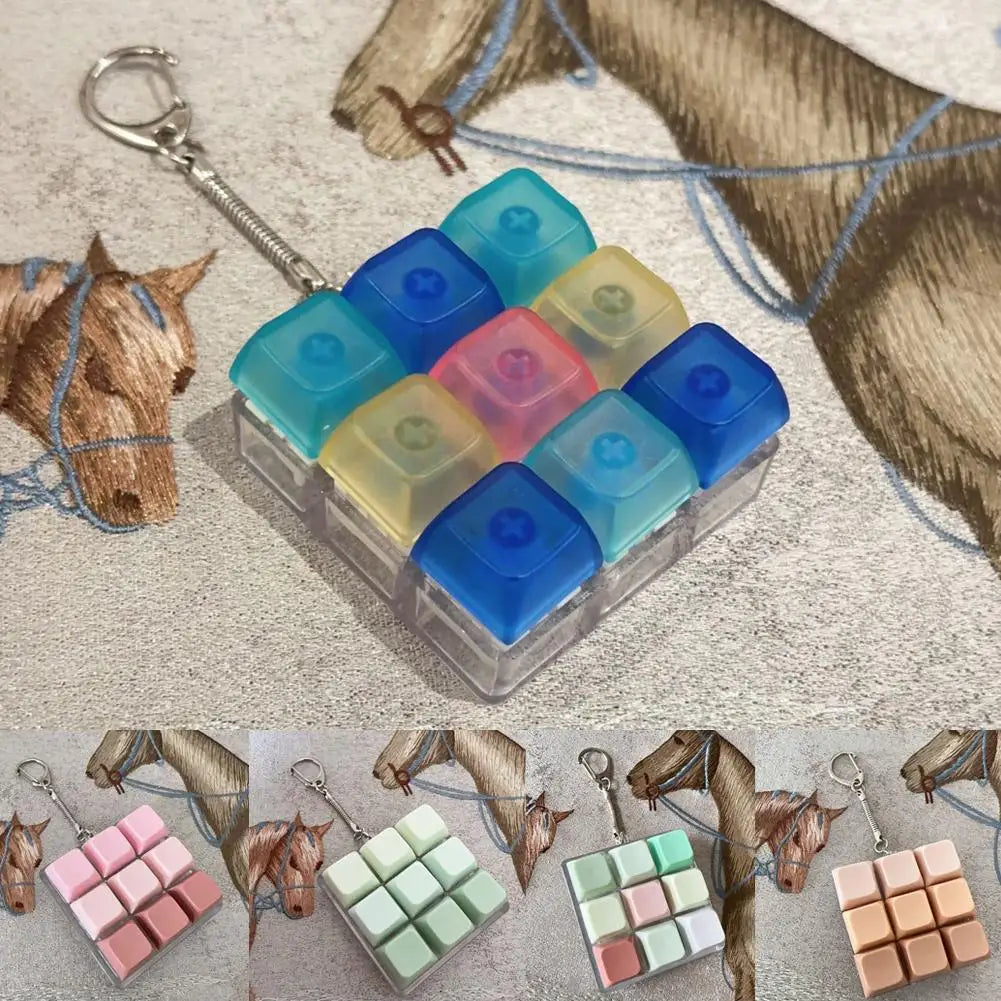 9-Key Keyboard Fidget Toy - Mini Clicker Keychain for Stress Relief