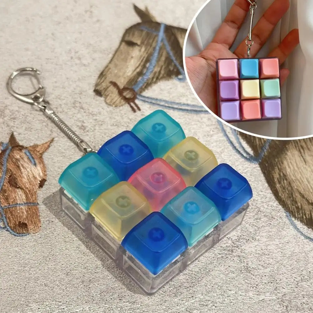 9-Key Keyboard Fidget Toy - Mini Clicker Keychain for Stress Relief