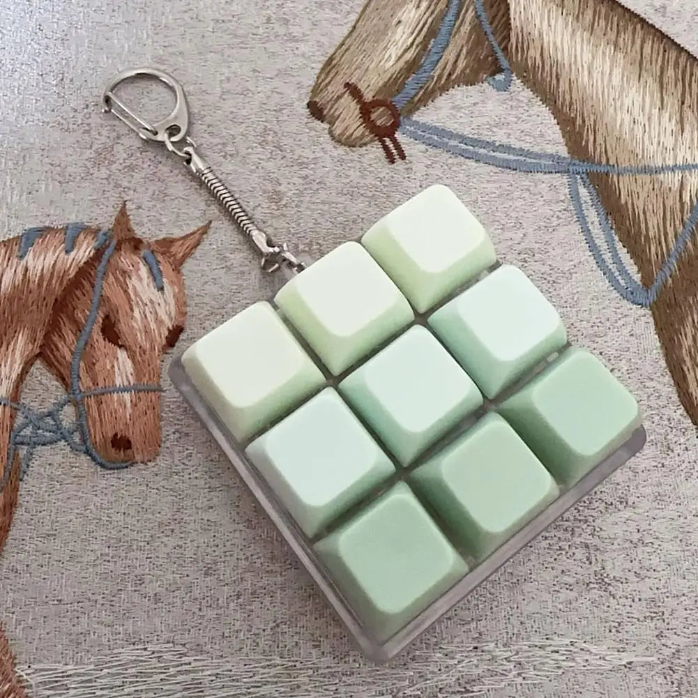 9-Key Keyboard Fidget Toy - Mini Clicker Keychain for Stress Relief