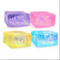 Glitter Ice Cube Squeeze Toy - Colorful Sensory Stress Relief Ball for Kids & Adults