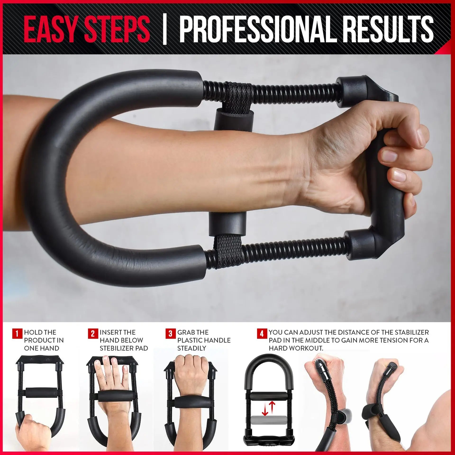 Power Wrist Trainer Grip Strength Equipment Adjustable Hand Exerciser For Forearm Muscle Home Gym Fitness Non-Slip Durable