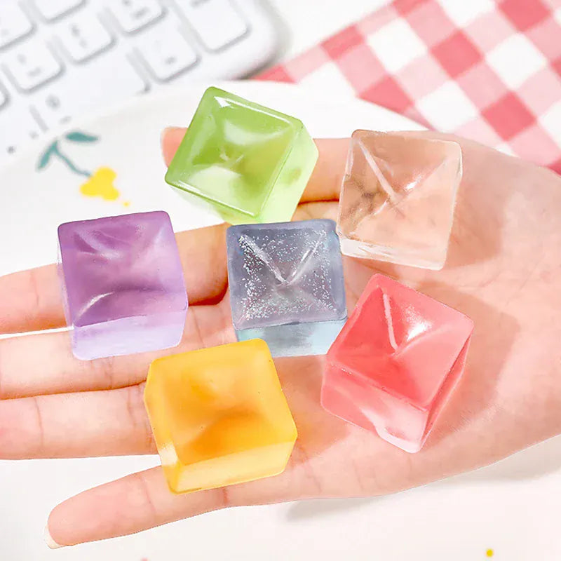 Square Ice Cube Stress Ball Squishy Fidget Squeeze Stress Relief Toys For Kids Adults Decompression Party Gifts Classroom Prizes