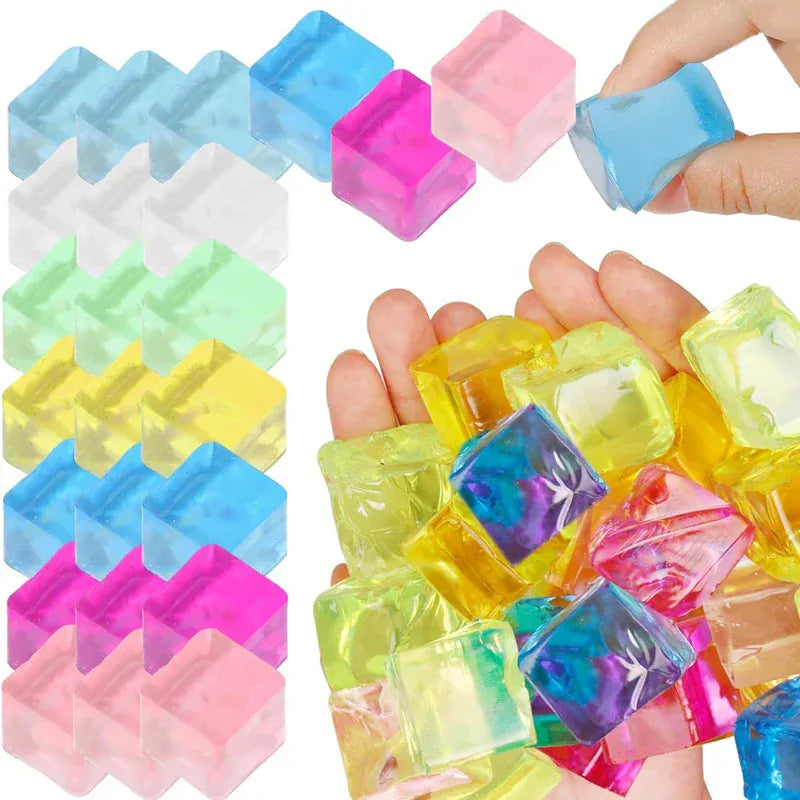 Squishy Ice Cube Fidget Stress Relief Squeeze Toy Adults Kids Birthday Party Favors Classroom Prizes Antiestrés Juguetes