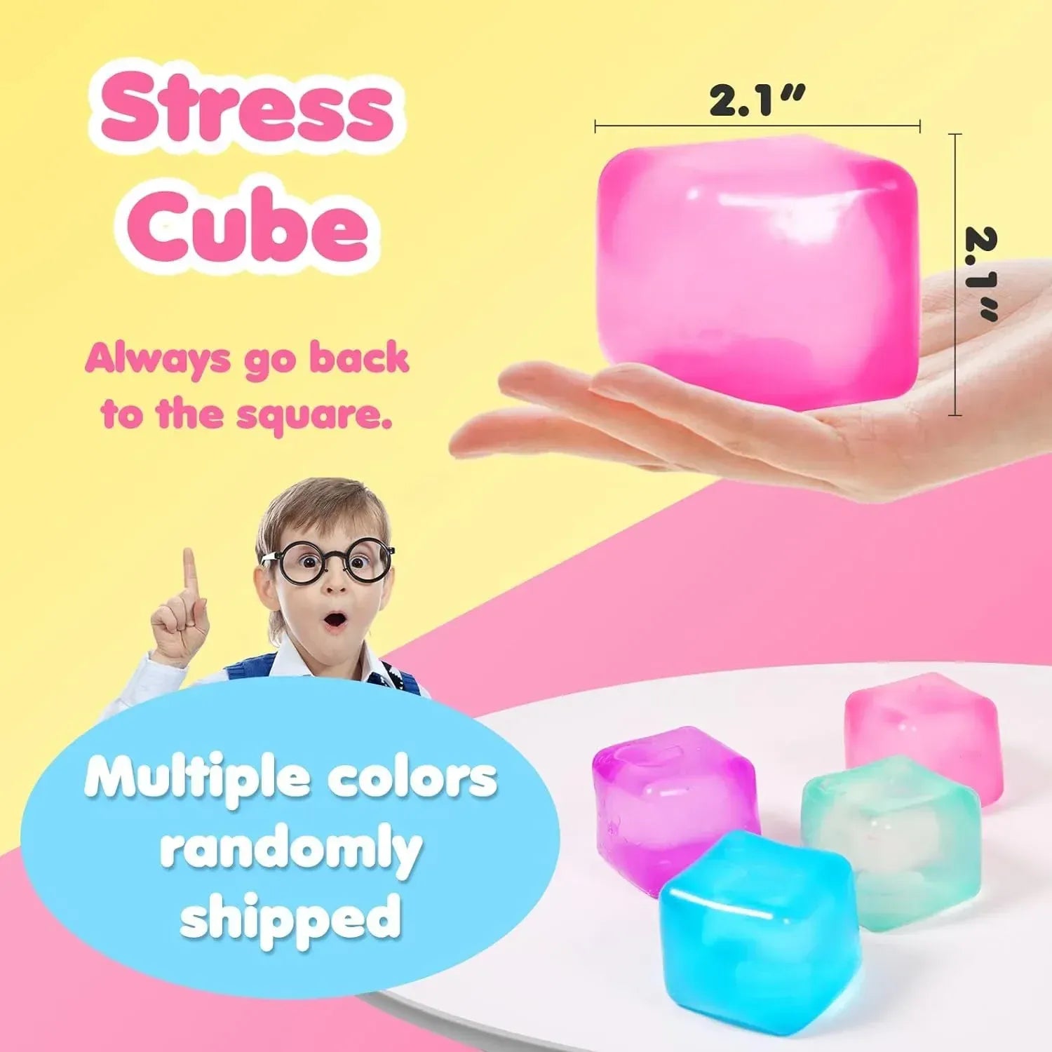 Squishy Ice Cube Stress Ball - 3 Pack Sensory Fidget Toy