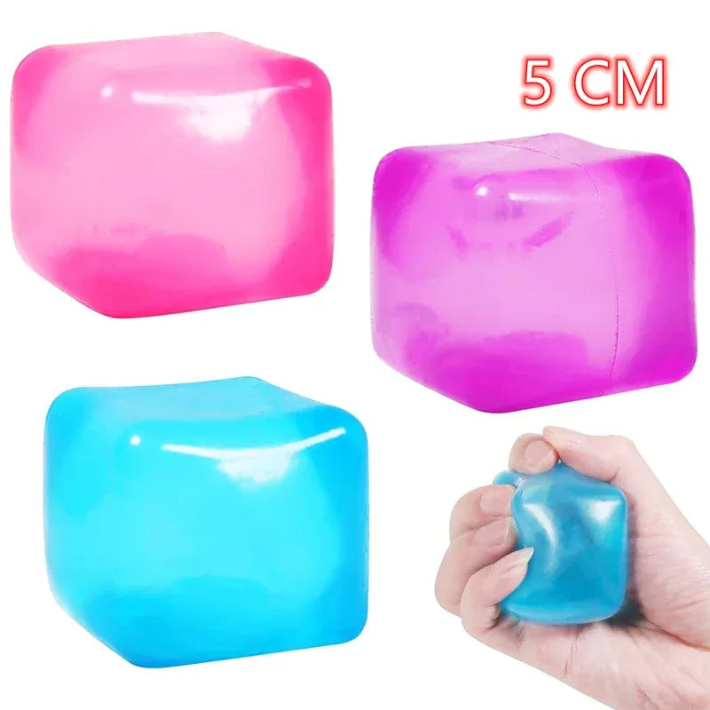 Squishy Ice Cube Stress Ball - 3 Pack Sensory Fidget Toy