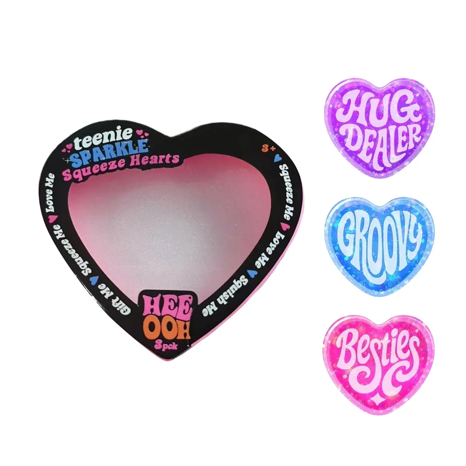 Valentine’s Day Heart Stress Toys, 3 Pack Heart-Shaped Squeeze Sensory Toys, Soft Slow Rising Love Shape Stress Toys, 1.57in